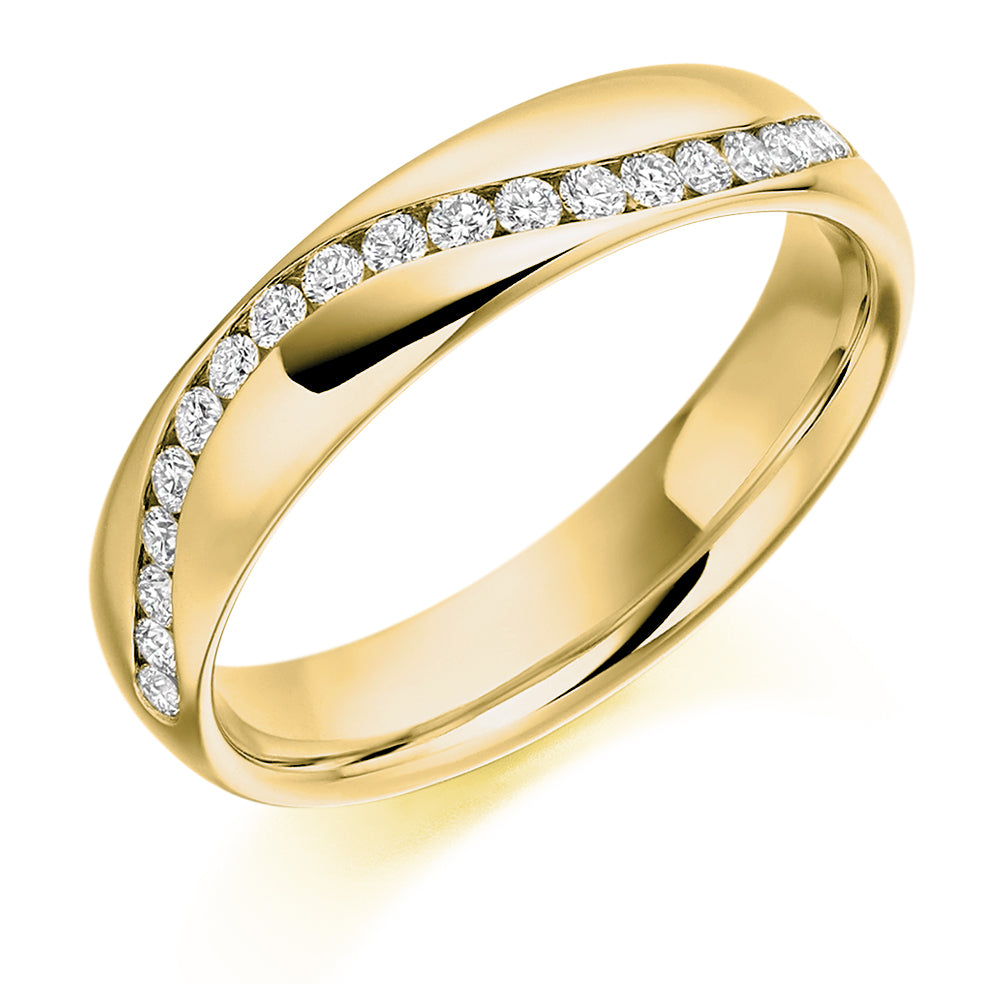 30ct Ladies Offset Wedding Ring in yellow gold