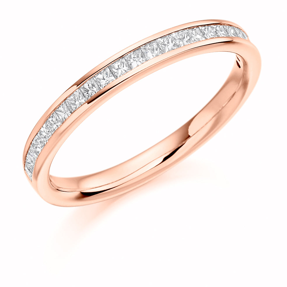 .33 Carat Channel Set Princess Cut Wedding Ring in 18 karat rose gold