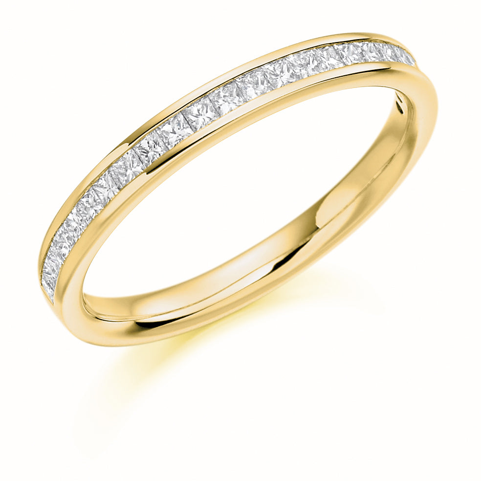 .33 Carat Channel Set Princess Cut Wedding Ring in 18 karat yellow gold