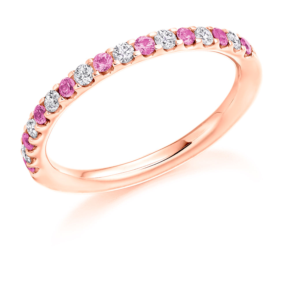.38 Carat Diamond and Pink Sapphire Eternity Ring in rose gold