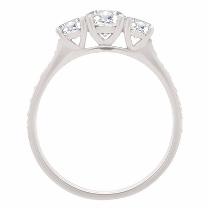 3 Stone Engagement Ring in white gold upright