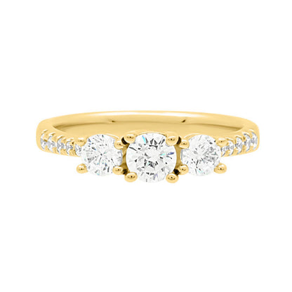 3 Stone Engagement Ring in yellow gold