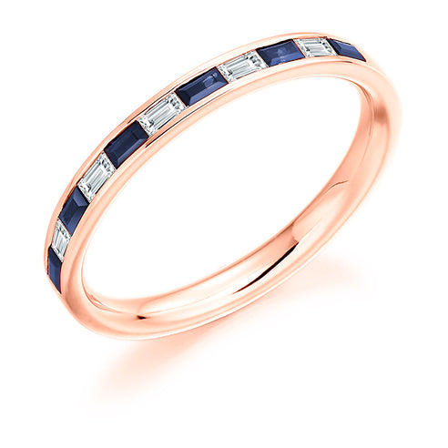 .42ct Baguette Sapphire and Baguette Diamond Eternity Ring in rose gold