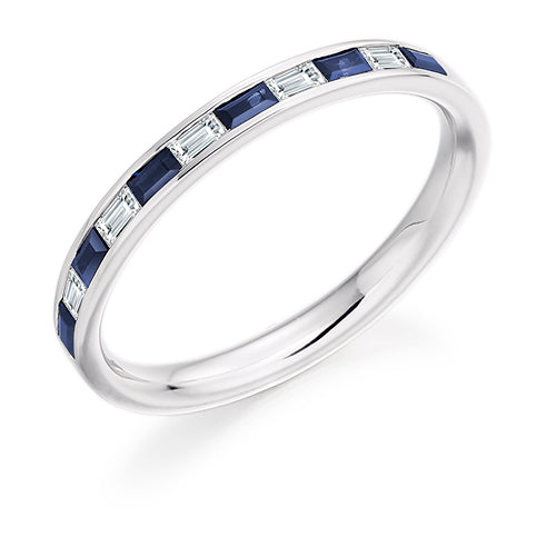 .42ct Baguette Sapphire and Baguette Diamond Eternity Ring in platinum
