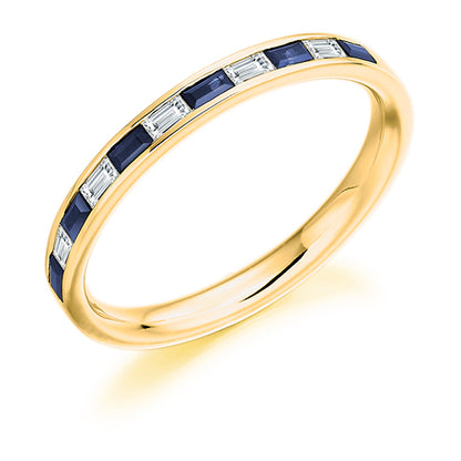 .42ct Baguette Sapphire and Baguette Diamond Eternity Ring in yellow gold