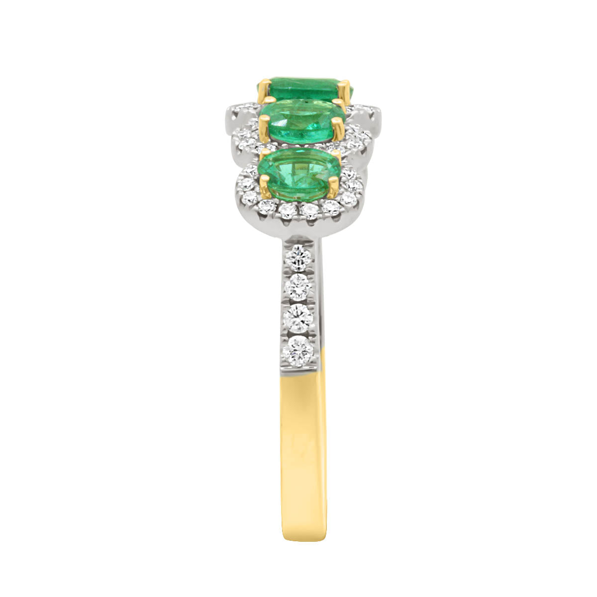 5 Stone Emerald And Diamond Ring - &