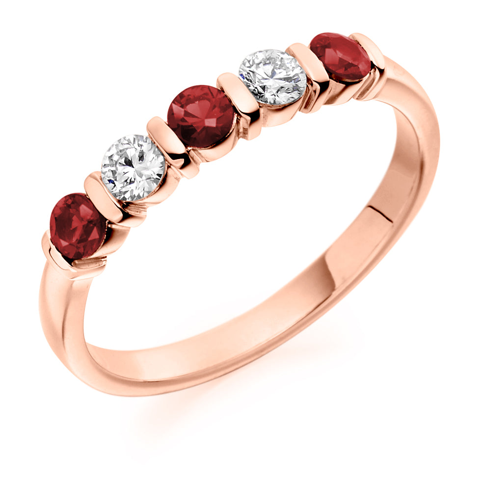 .60 Carat Round Ruby and Diamond Eternity Ring in rose gold