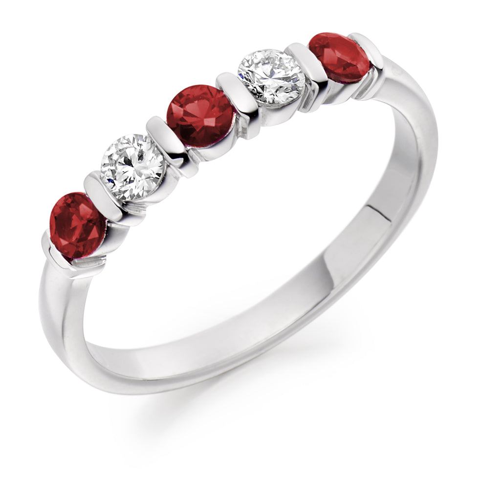 .60 Carat Round Ruby and Diamond Eternity Ring in white gold