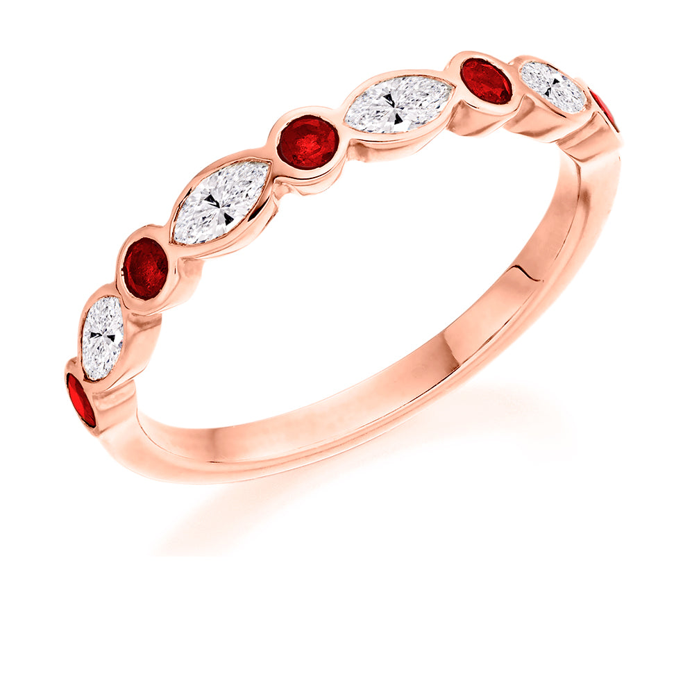.62 Carat Marquise Ruby and Diamond Eternity Ring in rose gold