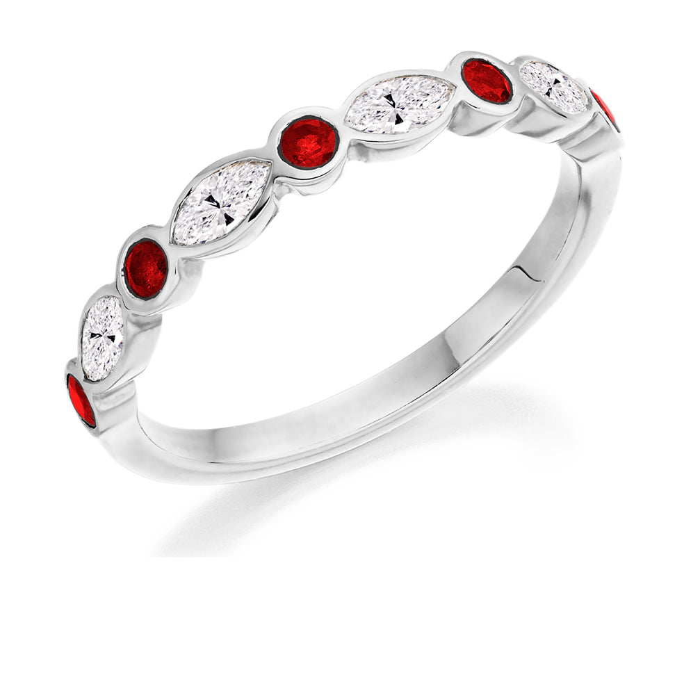 .62 Carat Marquise Ruby and Diamond Eternity Ring in white gold
