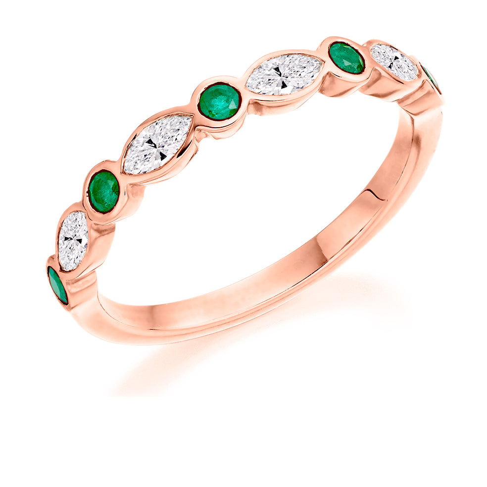 .62ct Marquise Emerald and Diamond Eternity Ring in rose gold