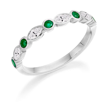 .62ct Marquise Emerald and Diamond Eternity Ring in white gold