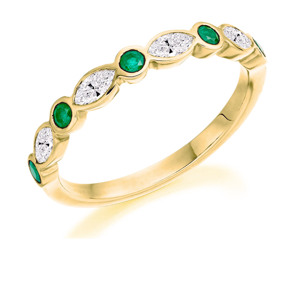 .62ct Marquise Emerald and Diamond Eternity Ring in yellow gold