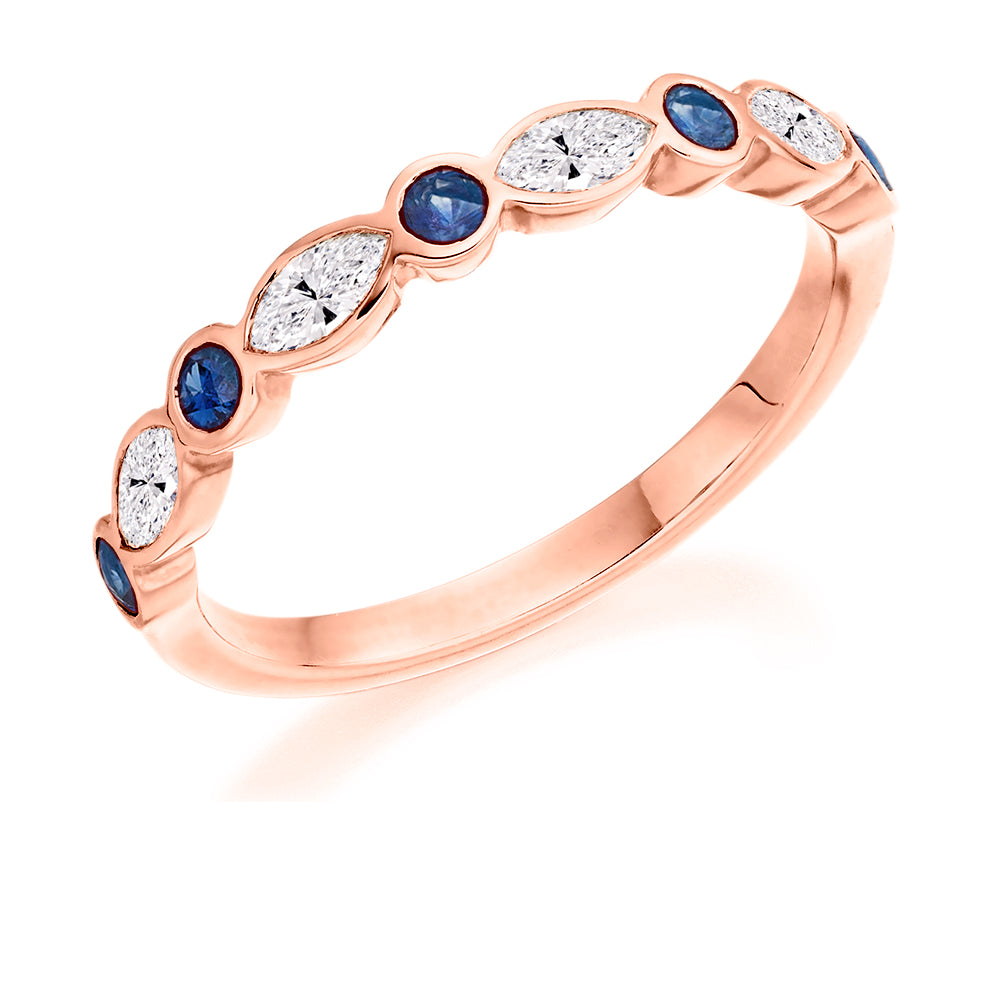 .62ct Marquise Sapphire and Diamond Eternity Ring in rose gold