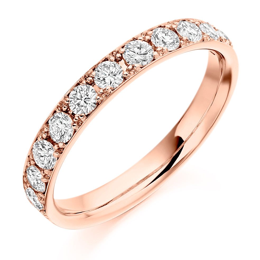 .67ct Grain Set Ladies Diamond Wedding Band in rose gold