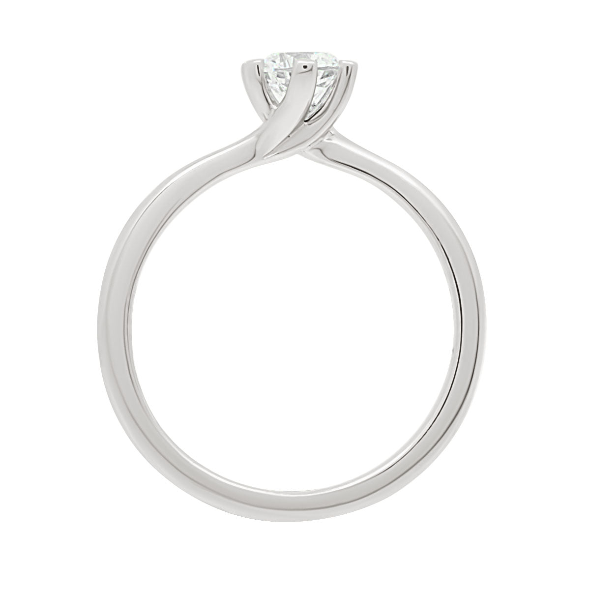 Round Cut Diamond Six Claw Twist Engagement Ring with Platinum Set Band - 'Lillian'