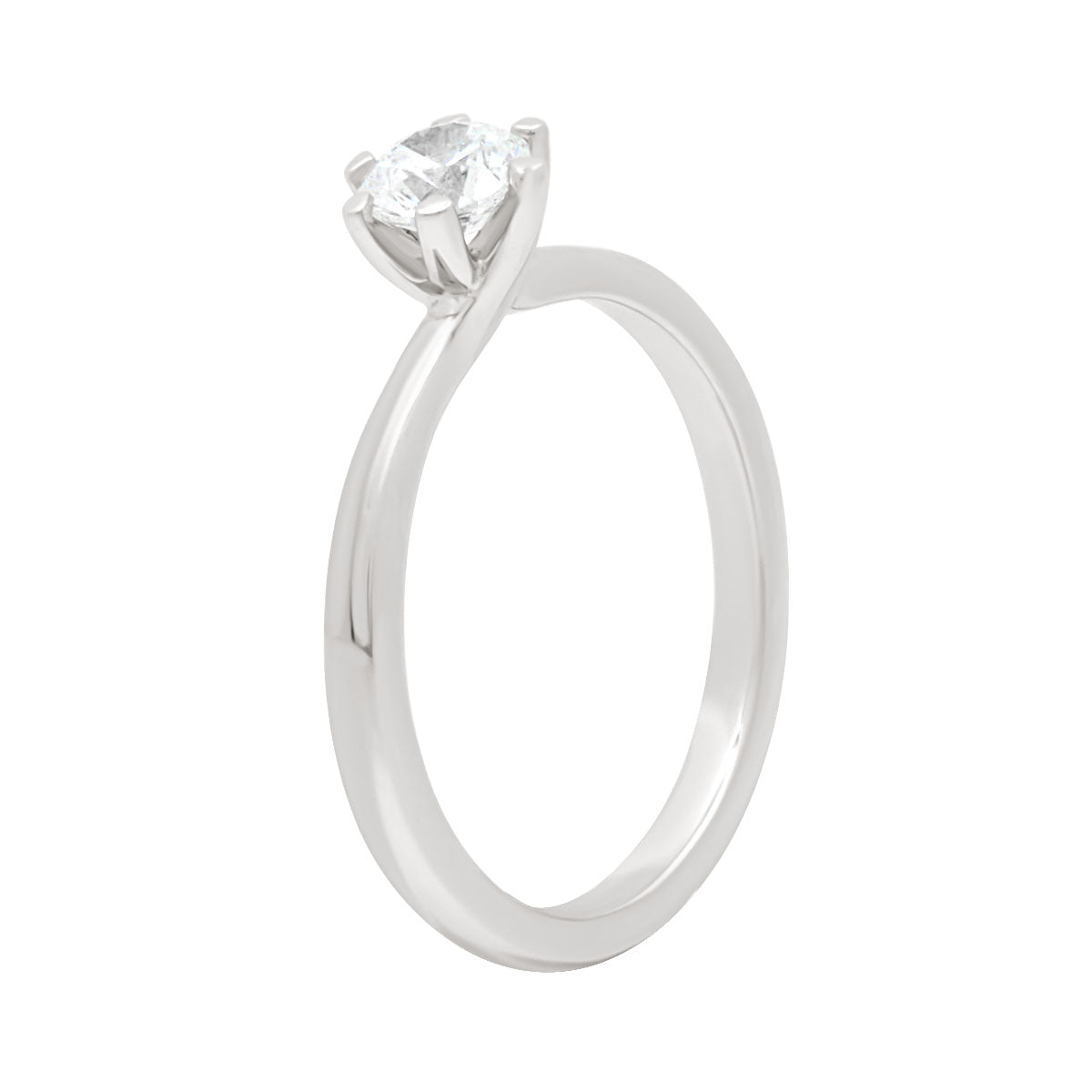 Round Cut Diamond Six Claw Twist Engagement Ring with Platinum Set Band - 'Lillian'