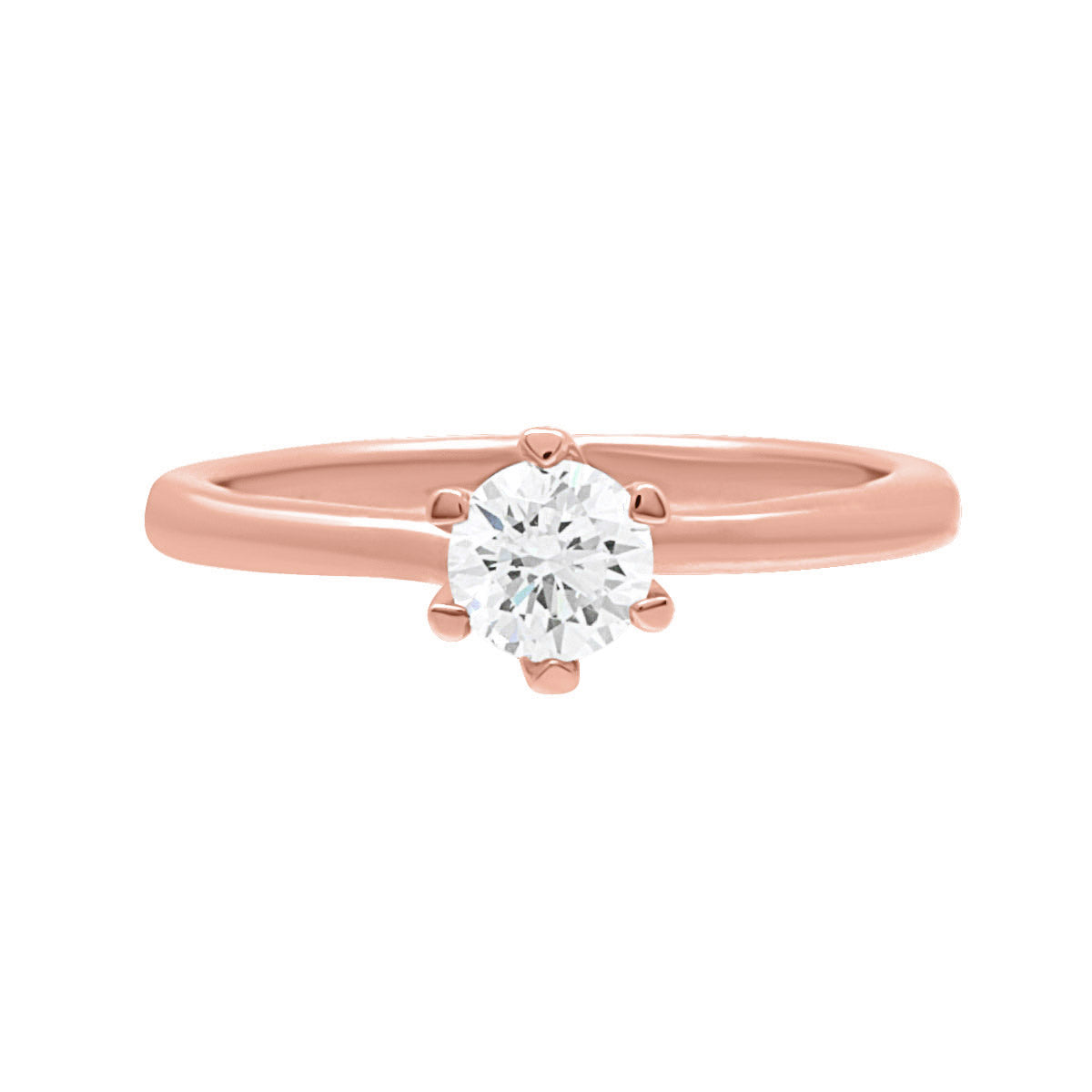 6 Claw solitaire Twist Ring In Rose Gold