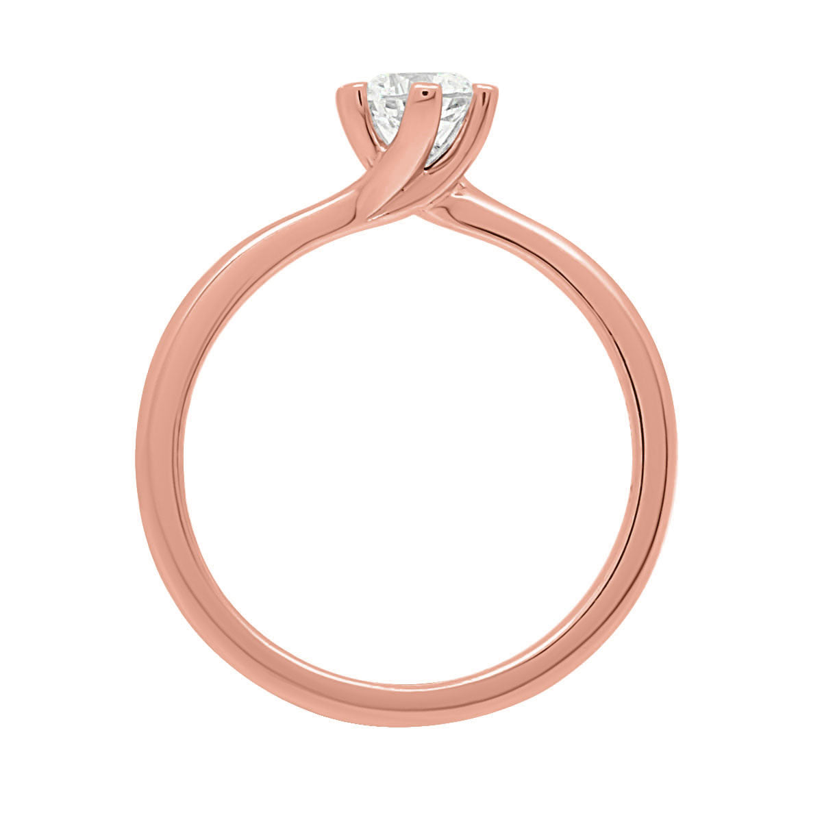 6 Claw Solitaire Twist Ring in 18kt rose golf