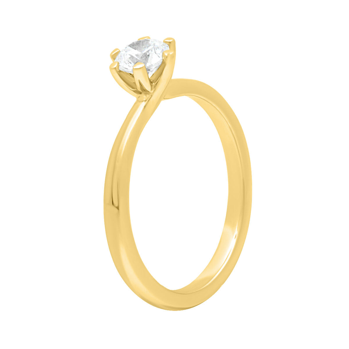 6 Claw Twist solitaire Ring In 18 Karat Yellow Gold