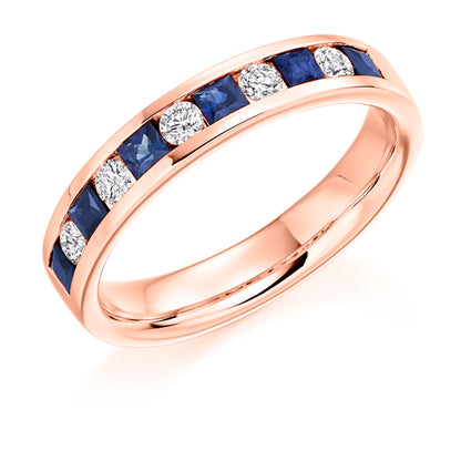 .75ct Princess Cut Sapphire and Diamond Eternity Ring in rose gold