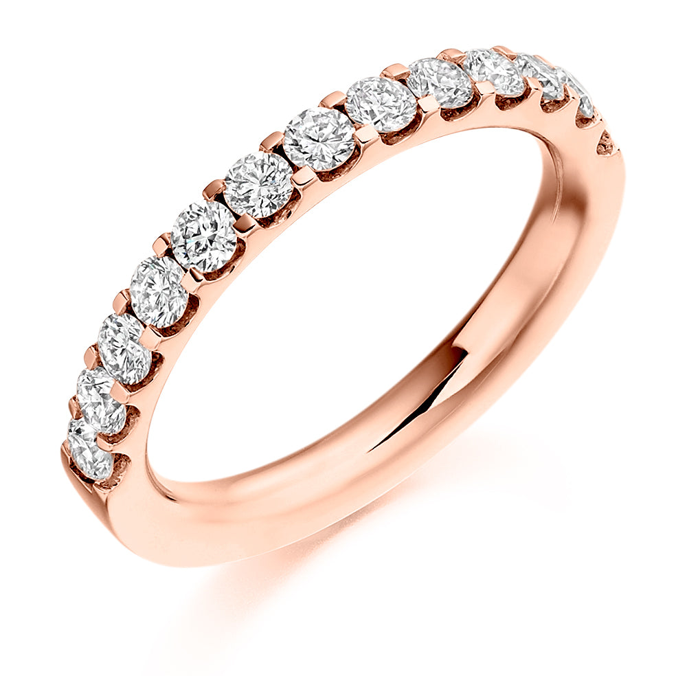 .75ct Scallop Set Wedding Band in rose gold