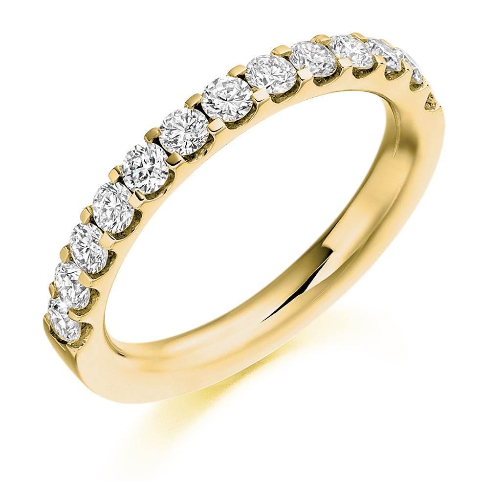 .75ct Scallop Set Wedding Band in yellow gold