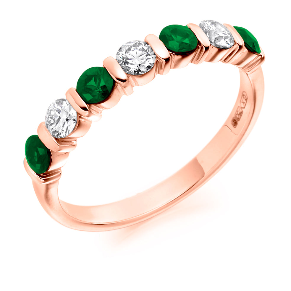 .82 Carat Round Emerald and Diamond Eternity Ring in rose gold