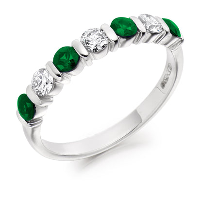 .82 Carat Round Emerald and Diamond Eternity Ring in platinum