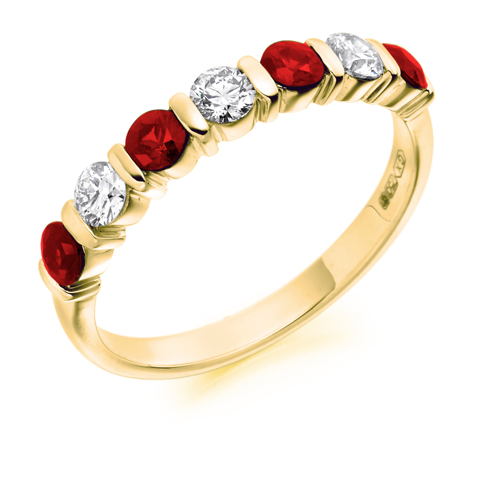 .82ct Ruby and Diamond Eternity Ring in yellow gold
