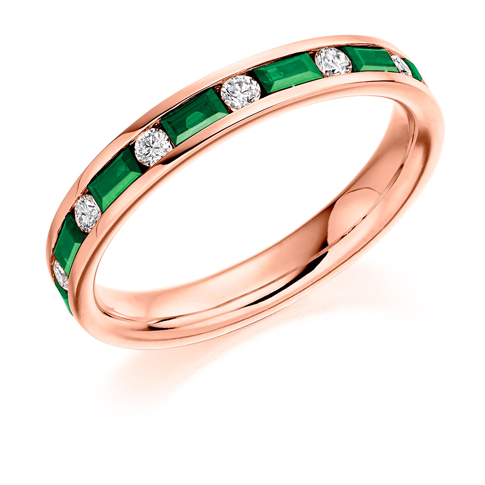 .83ct Emerald and Diamond Eternity Ring in rose gold