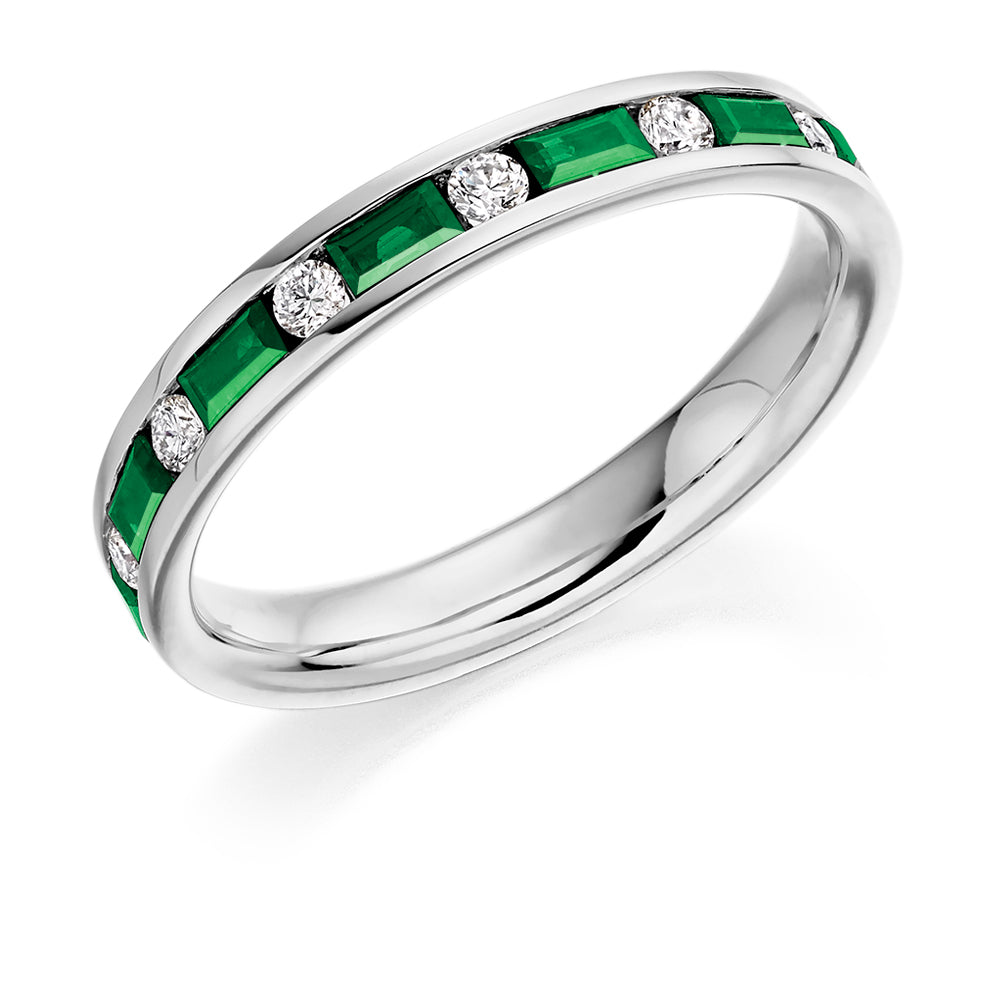 .83ct Emerald and Diamond Eternity Ring in white gold