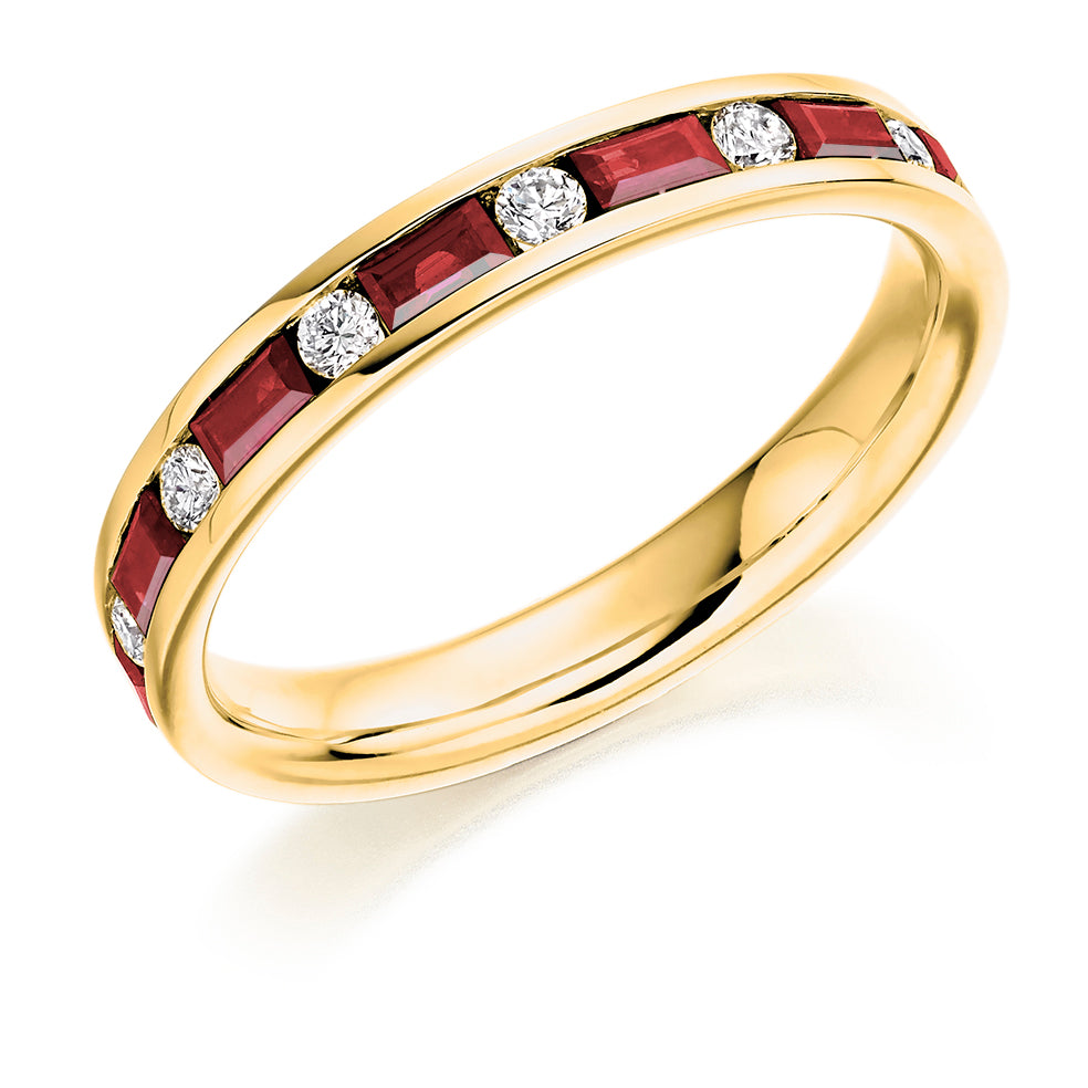 .83ct Ruby and Diamond Eternity Ring in yellow go0ld