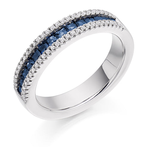 .85ct Square Sapphire and Diamond Eternity Ring in white gold