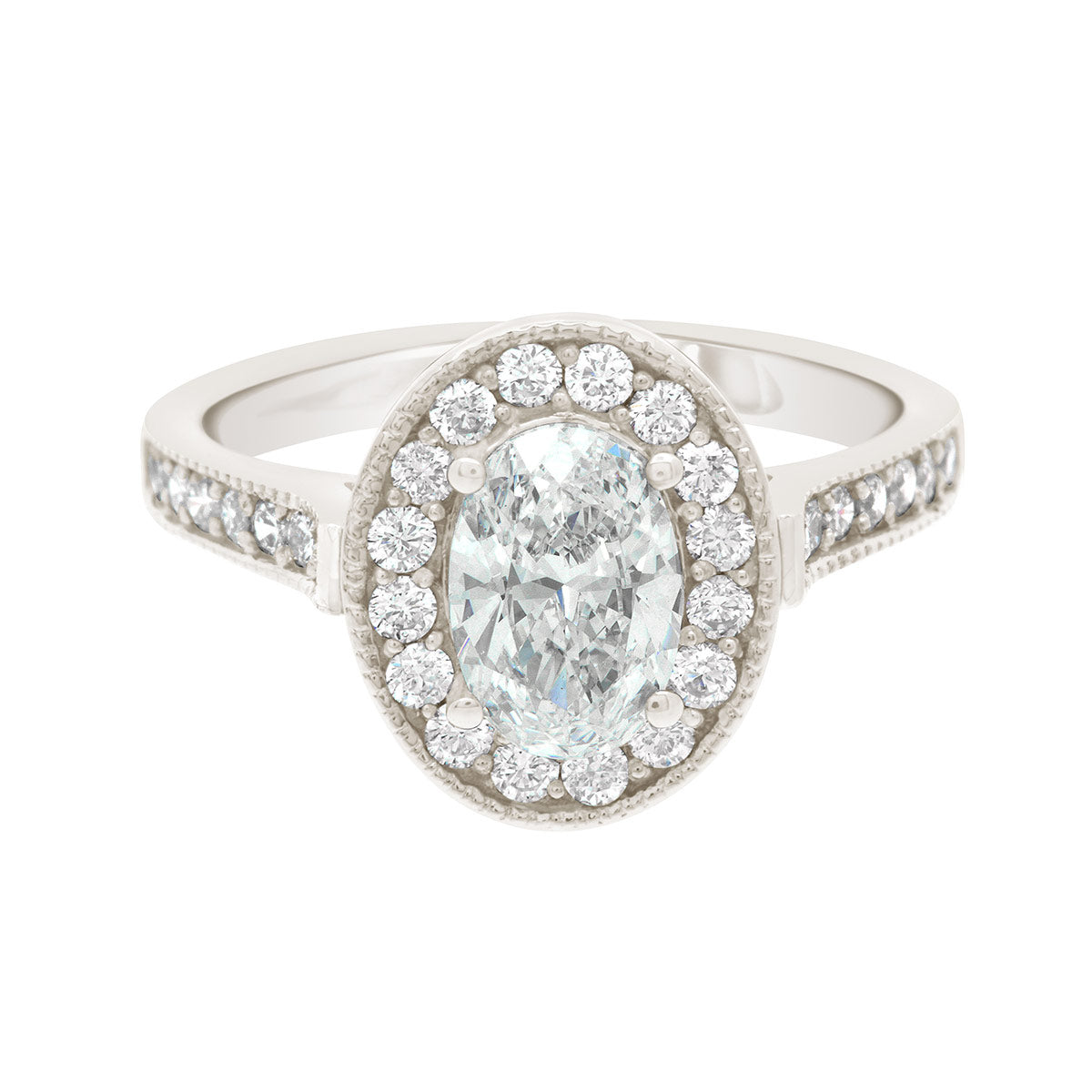 Antique Oval Engagement Ring in Platinum