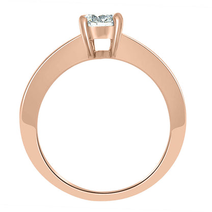 Baguette Diamond Ring made from rose gold standing yupright