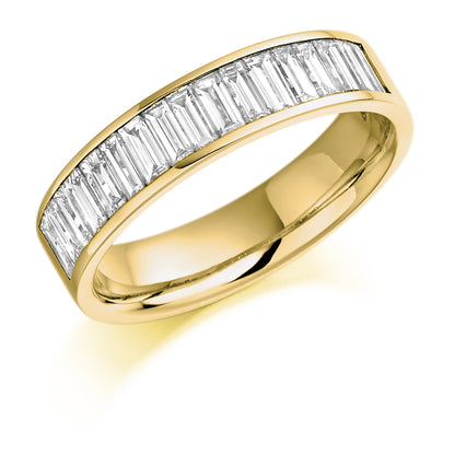 Baguette Shape Diamond Eternity Ring 1ct in Yellow Gold
