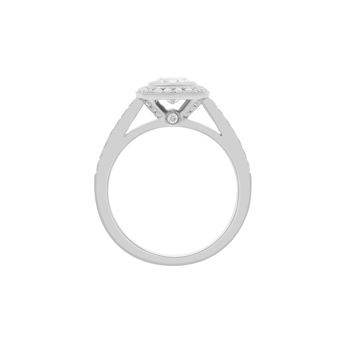 Cushion Cut Diamond Engagement Ring with White Gold Bezel Set Band - ‘Glenda’