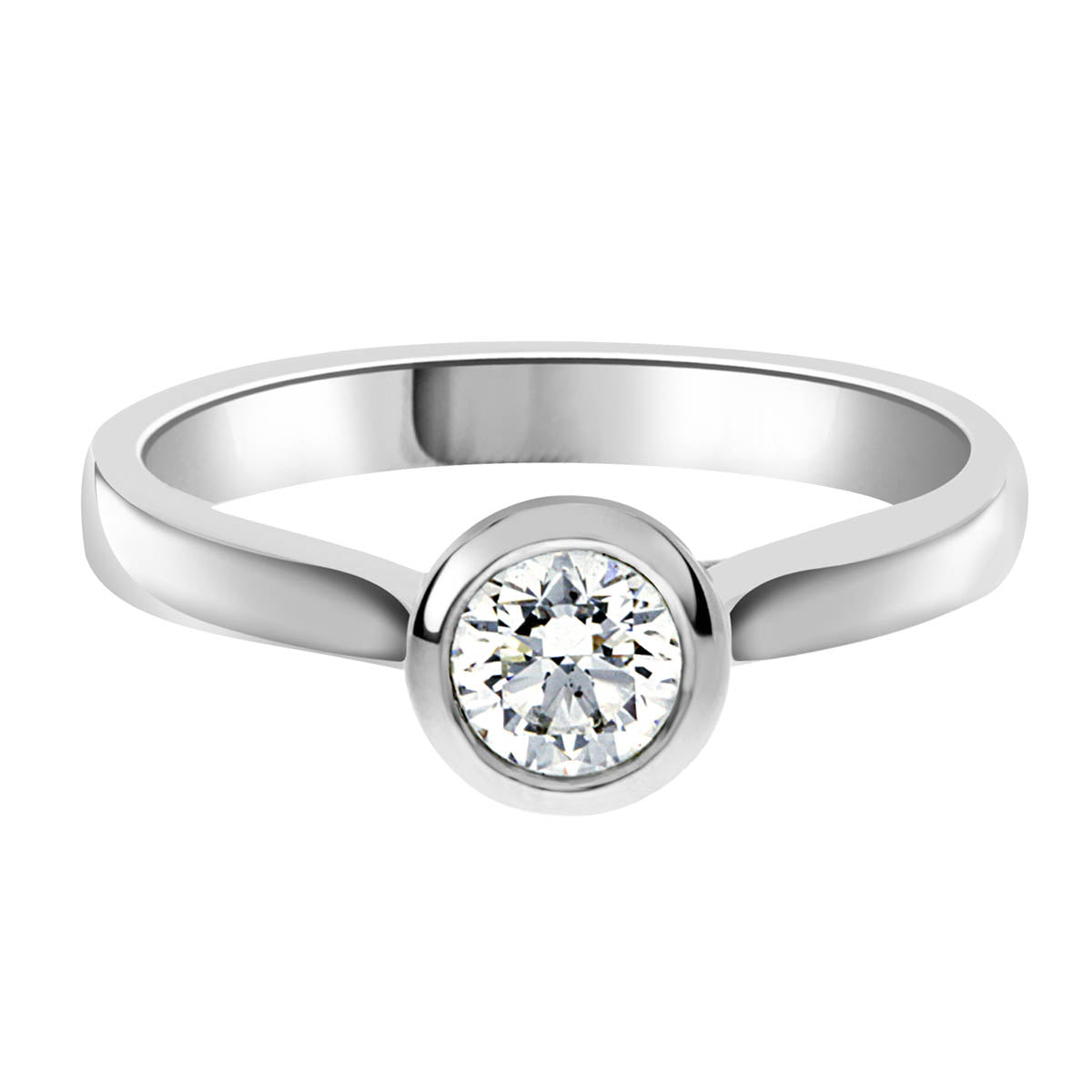 Bezel Set Engagement ring in white gold