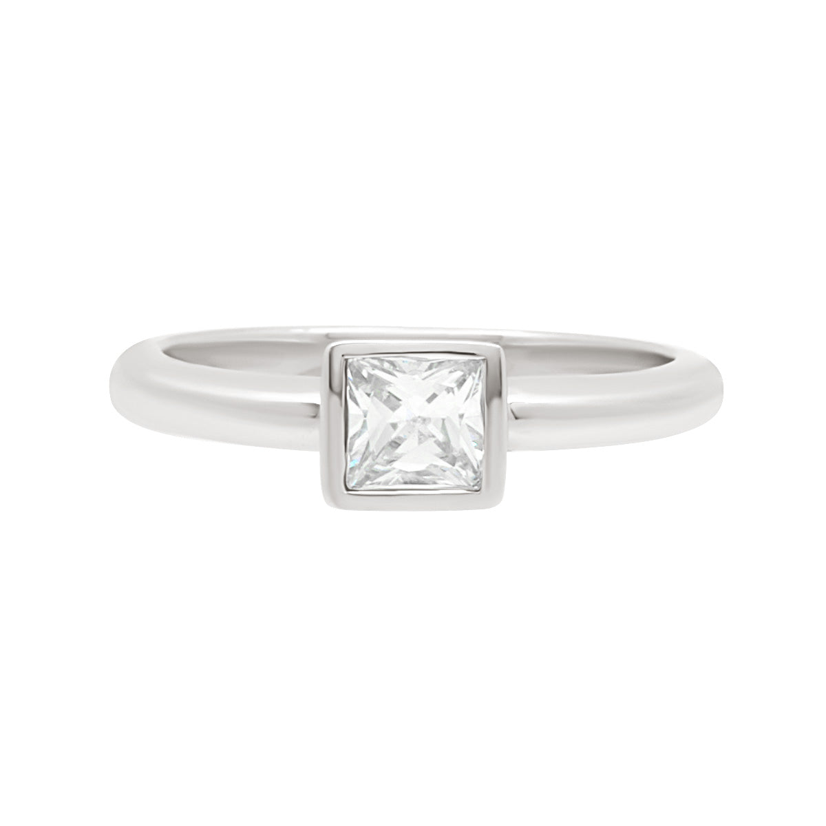 Bezel Set Princess Cut In White Gold