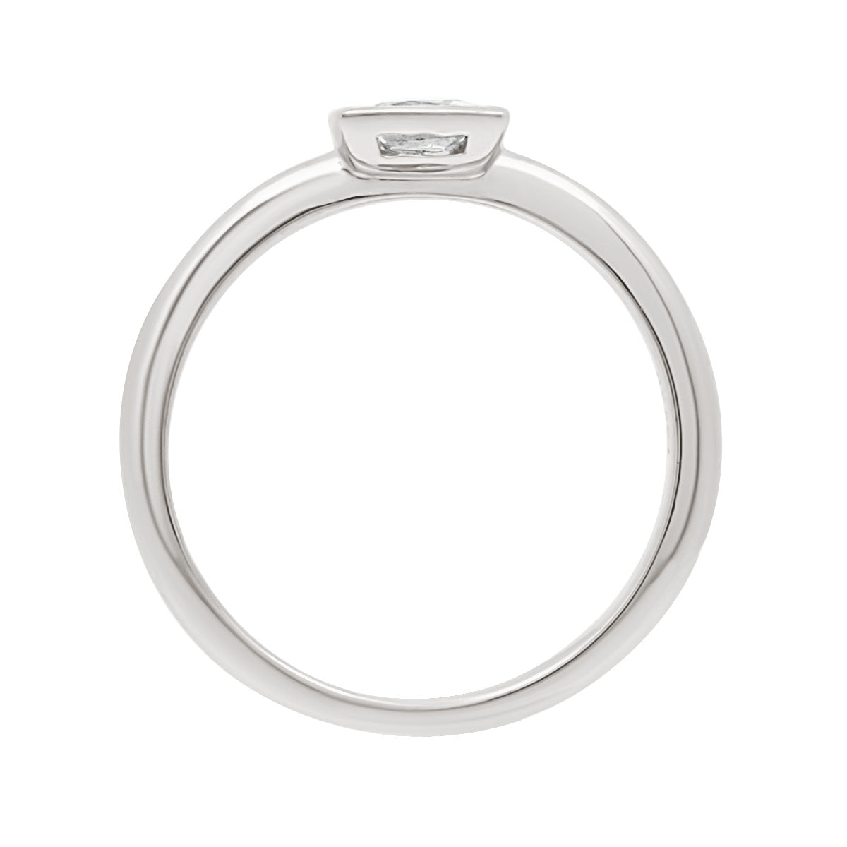 Bezel Set Princess Cut  Engagement Ring In 18kt white gold