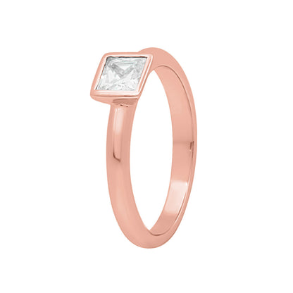 Bezel Set Princess Cut Engagement Ring In 18kt Rose Gold