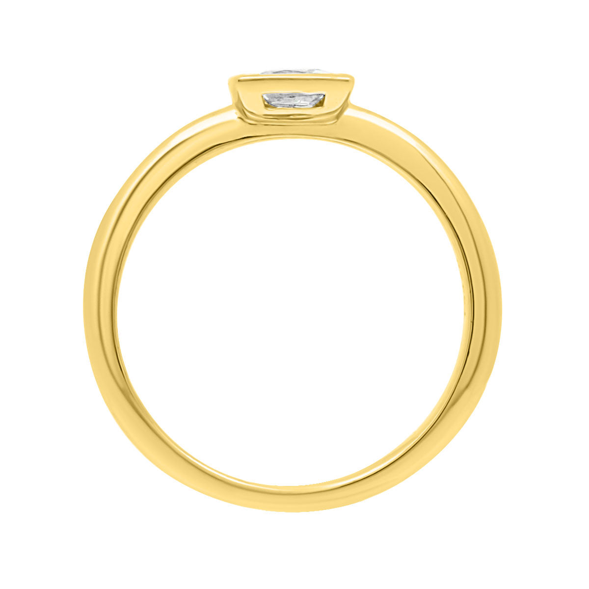 Bezel Set Princess Cut Engagement Ring In 18 karat Yellow Gold