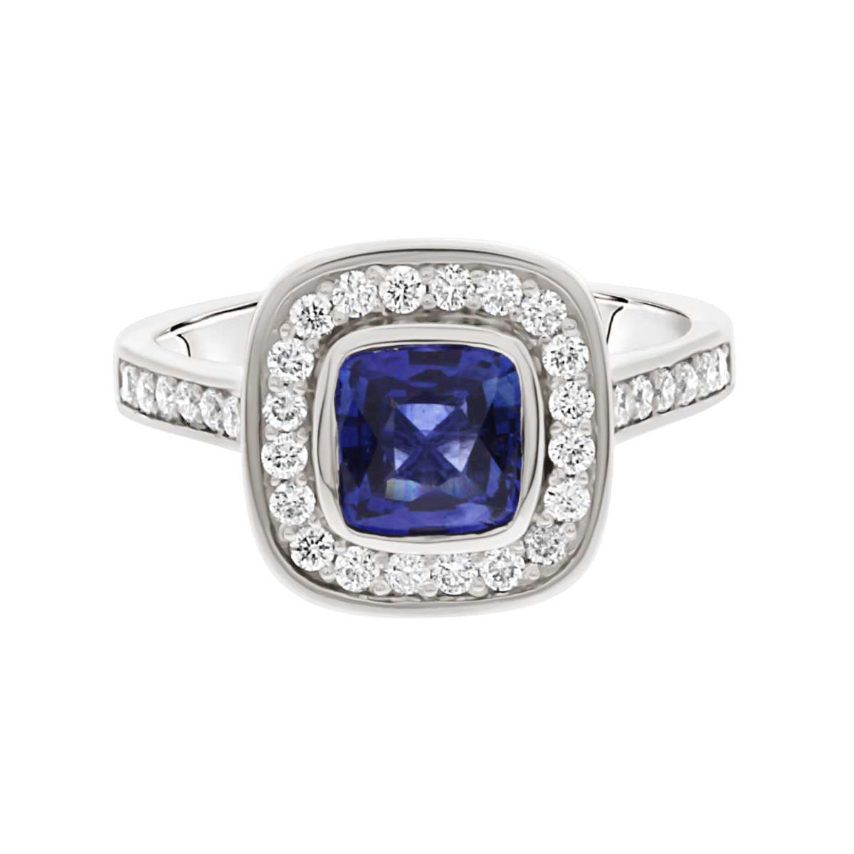 Sapphire Diamond Engagement Ring in white gold
