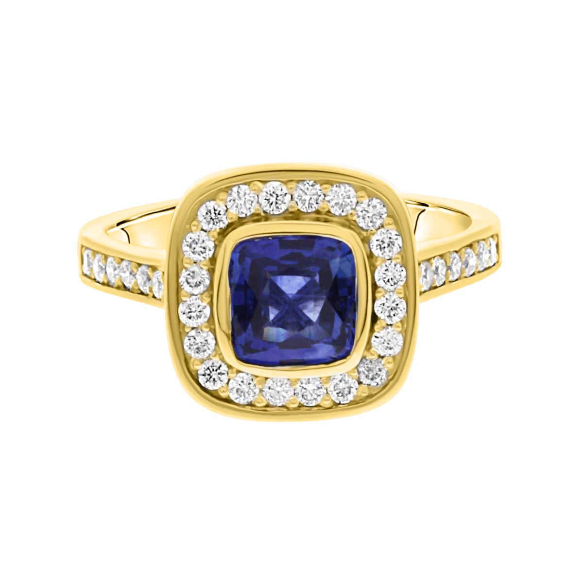 Sapphire Diamond Engagement Ring in yellow gold