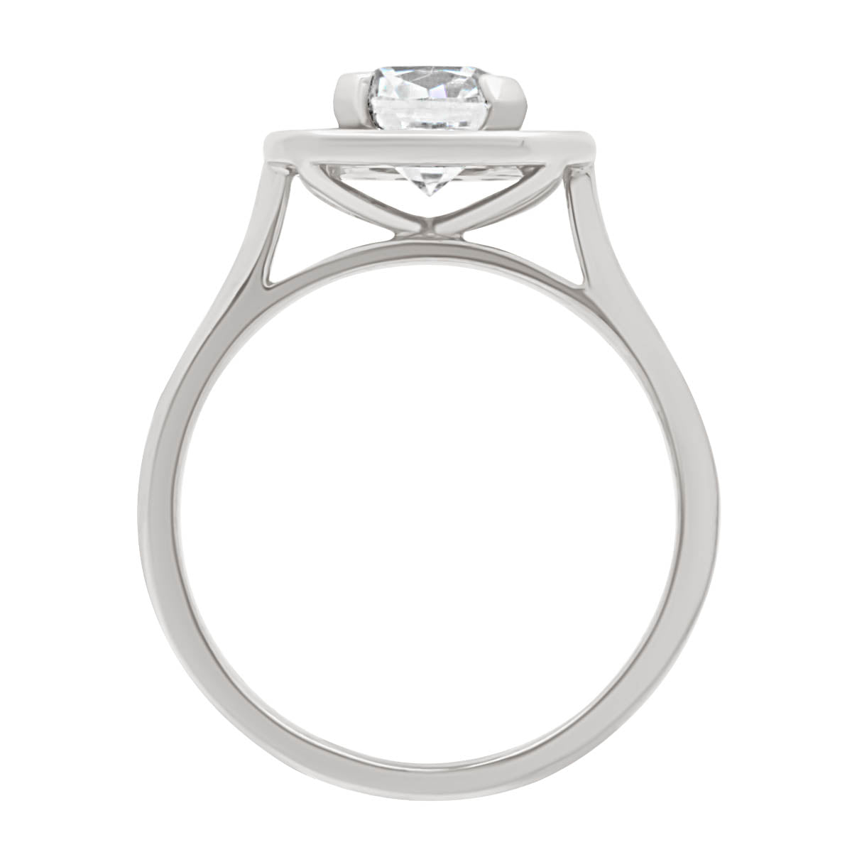 Cushion Cut Diamond Antique Engagement Ring with Bezel Platinum Set Band - 'Elle'