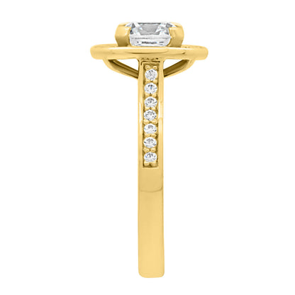 Cushion Cut Diamond Antique Diamond Ring in yellow gold in end view