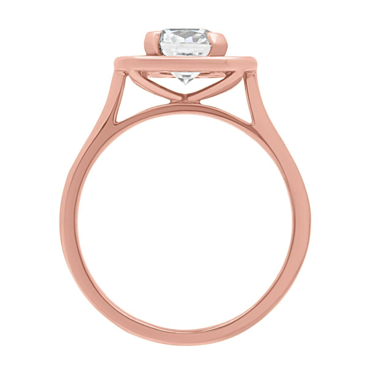 Cushion Cut Diamond Antique Diamond Ring in rose gold in upright position