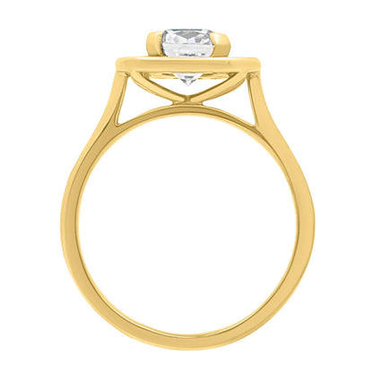 Cushion Cut Diamond Antique Diamond Ring in yellow gold in upright position