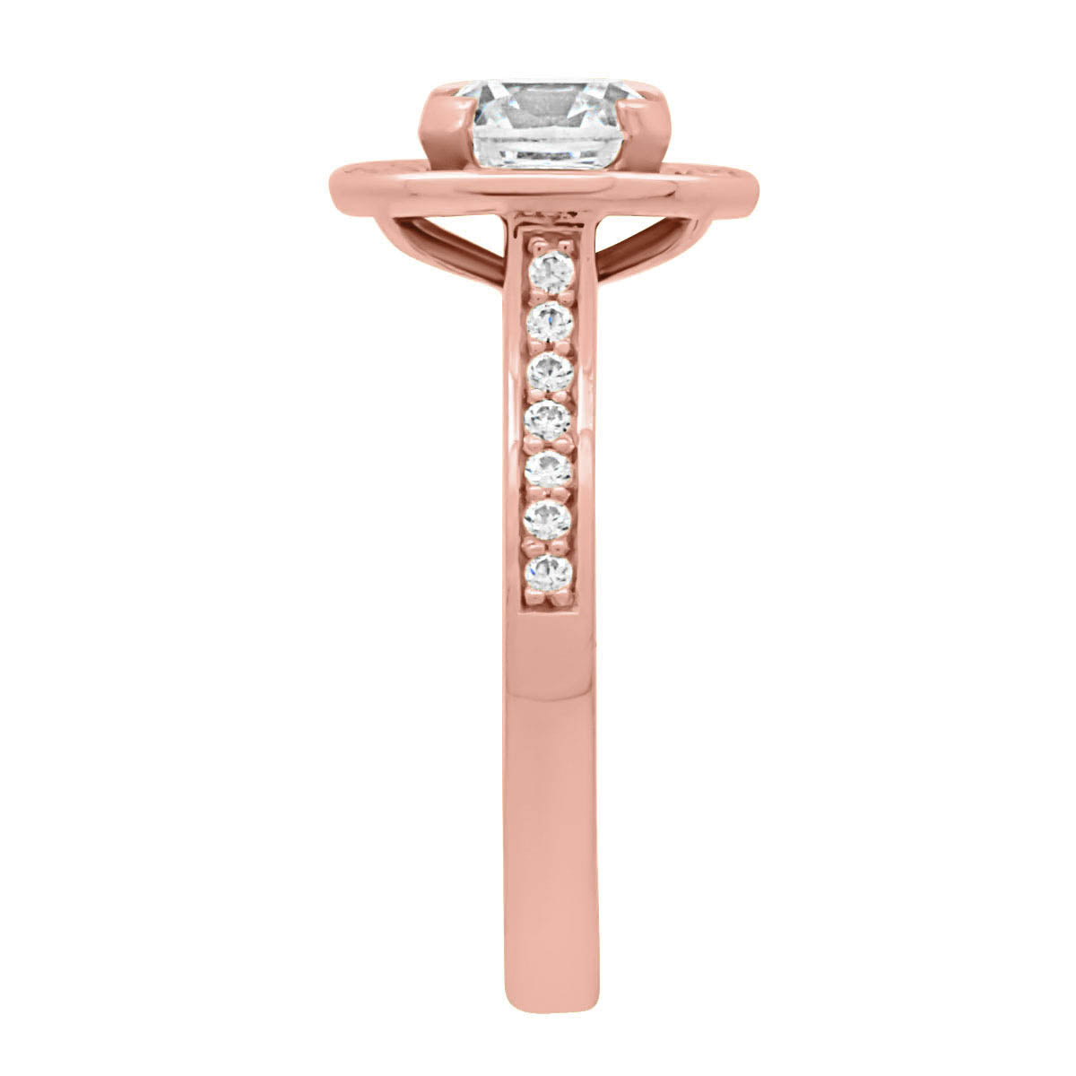 Cushion Cut Diamond Antique Diamond Ring in rose gold end view